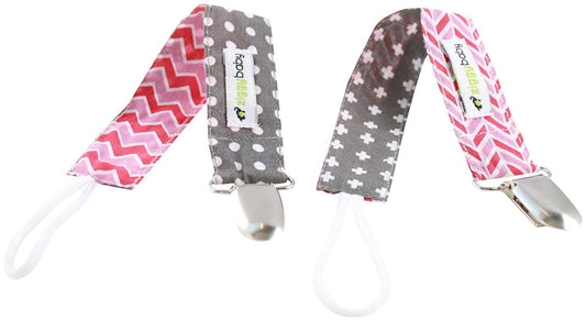 Pacifier Clip Girl (2 Pack) Ziggy Baby 2-Sided Design Pacifier Holder