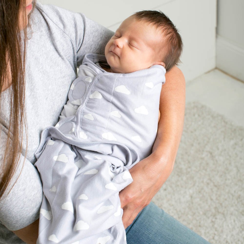 Swaddle Blanket Adjustable Infant Baby Wrap Set 3 Pack Grey Cloud Stripe, Stars