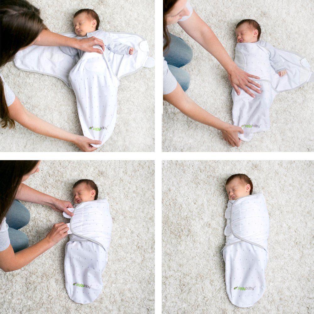 Swaddle Blanket Adjustable Infant Baby Wrap Set 3 Pack Grey Cloud Stripe, Stars
