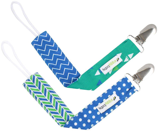 Pacifier Clip Boy, Girl (2 Pack) Ziggy Baby 2-Sided Design Pacifier Holder