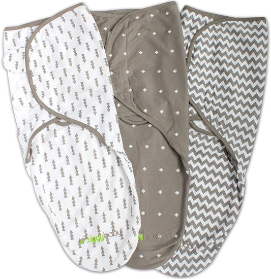 Swaddle Blanket, Adjustable Infant Baby Wrap, Soft Cotton in Ultra Grey