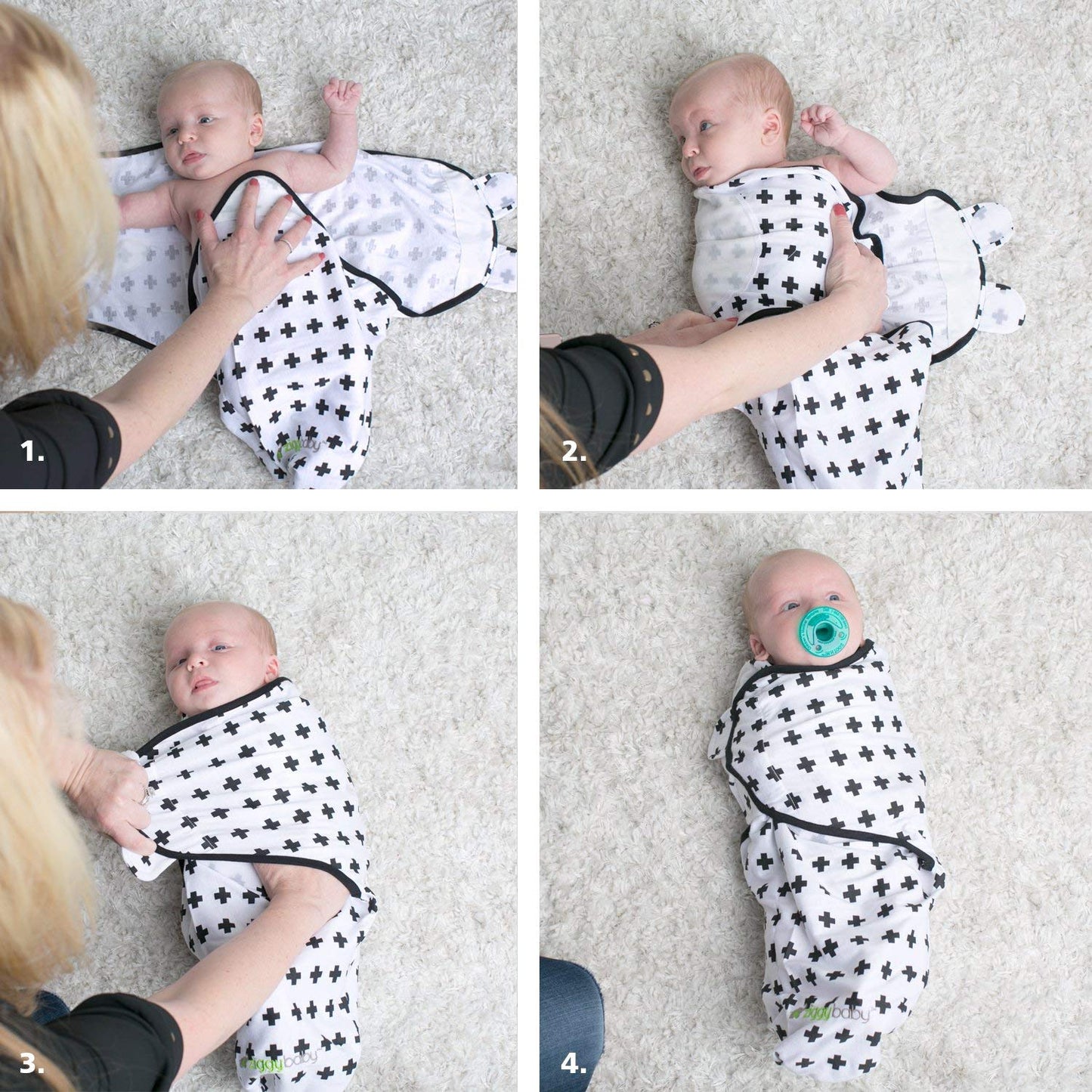 Swaddle Blanket Adjustable Infant Baby Wrap Set 3 Pack Soft Cotton Black & White