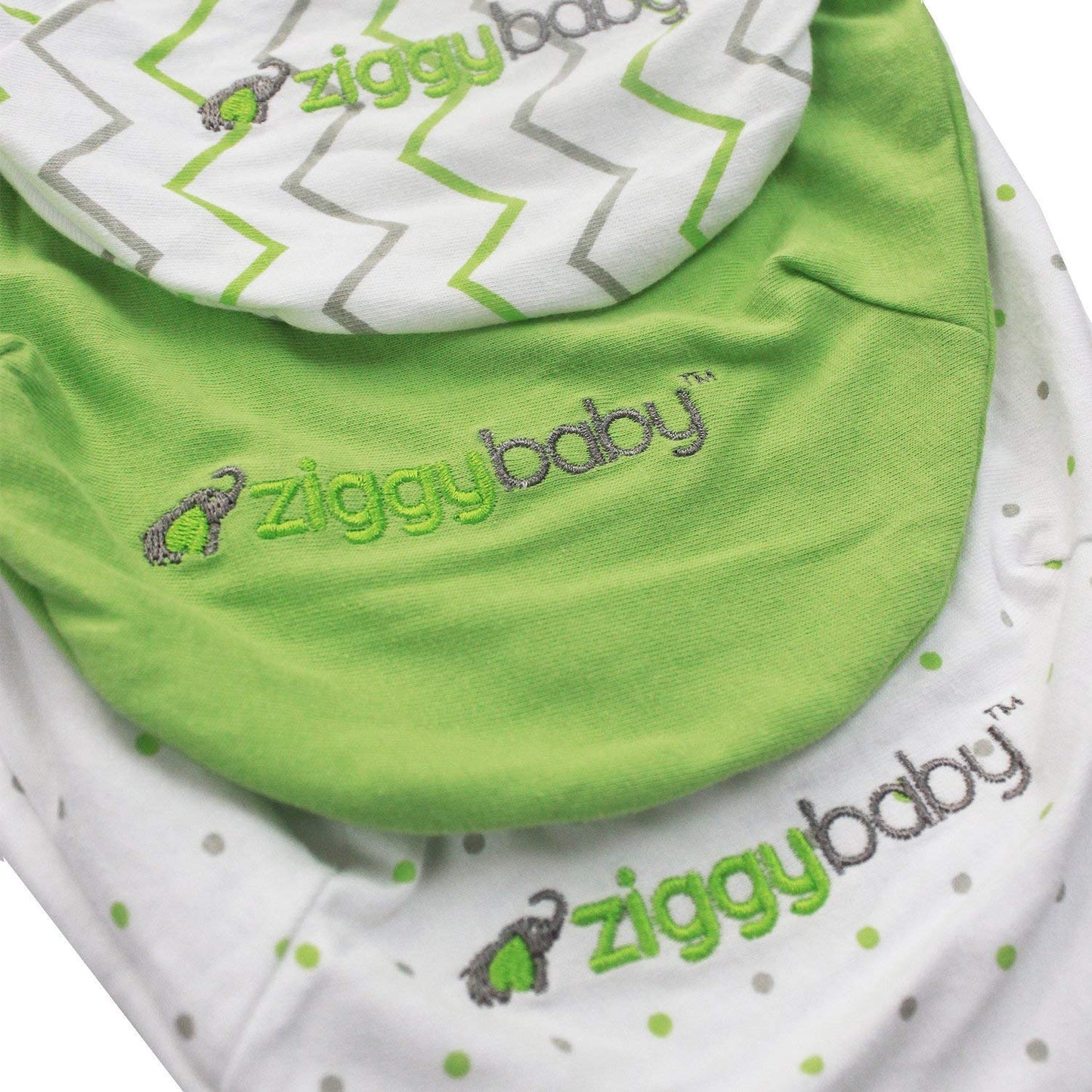 Baby Swaddle Blanket Wrap Set (3 Pack) Green, Grey Chevron, Dot, Solid